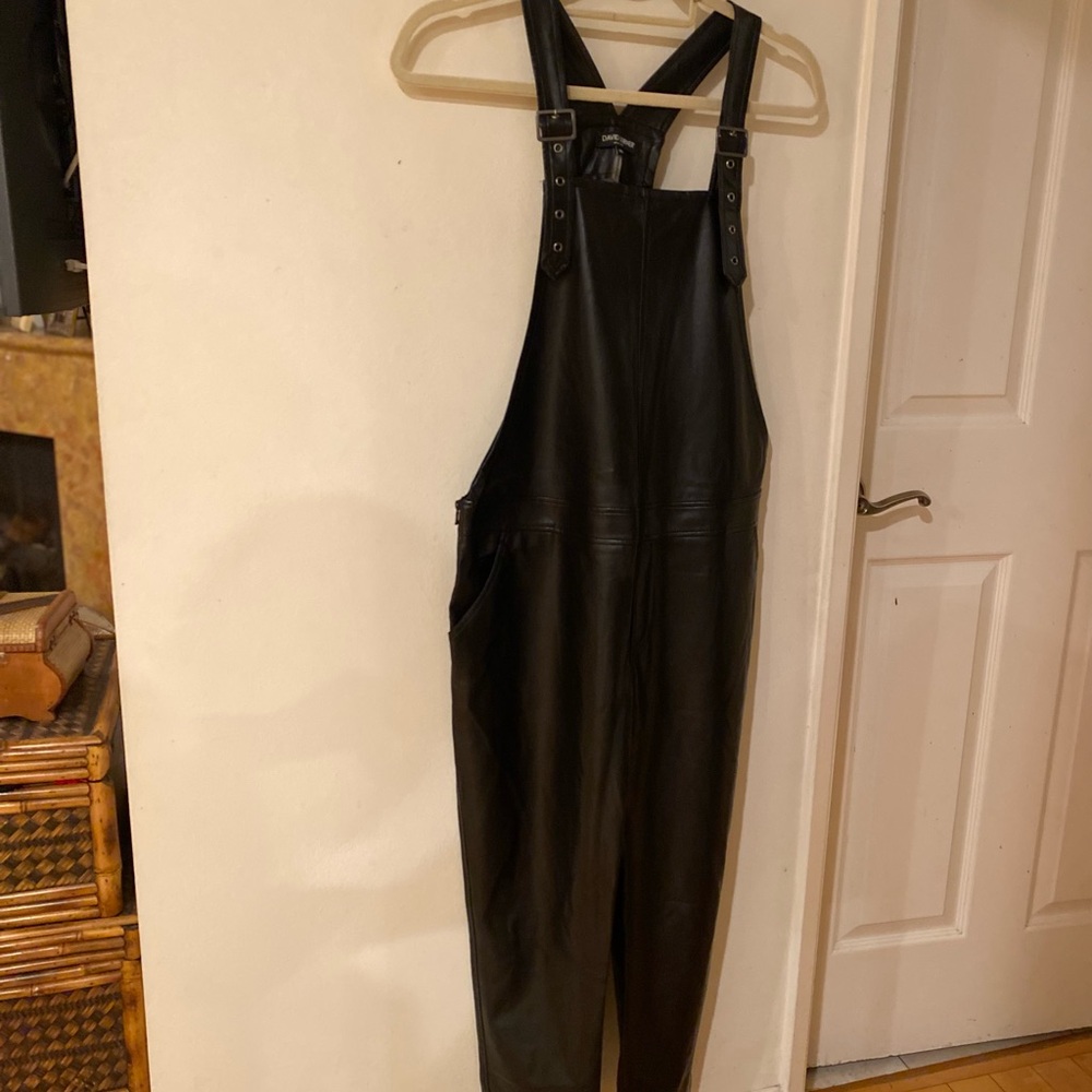 David Lerner Black Leather Jumpsuit